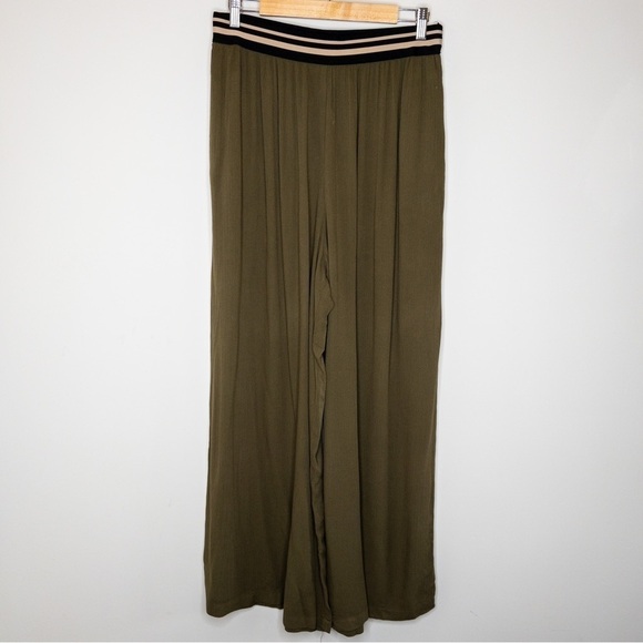 Anthropologie Dolan Womens Olive Green Wide Leg Pull On Pants Size Large Flaw - Picture 2 of 13
